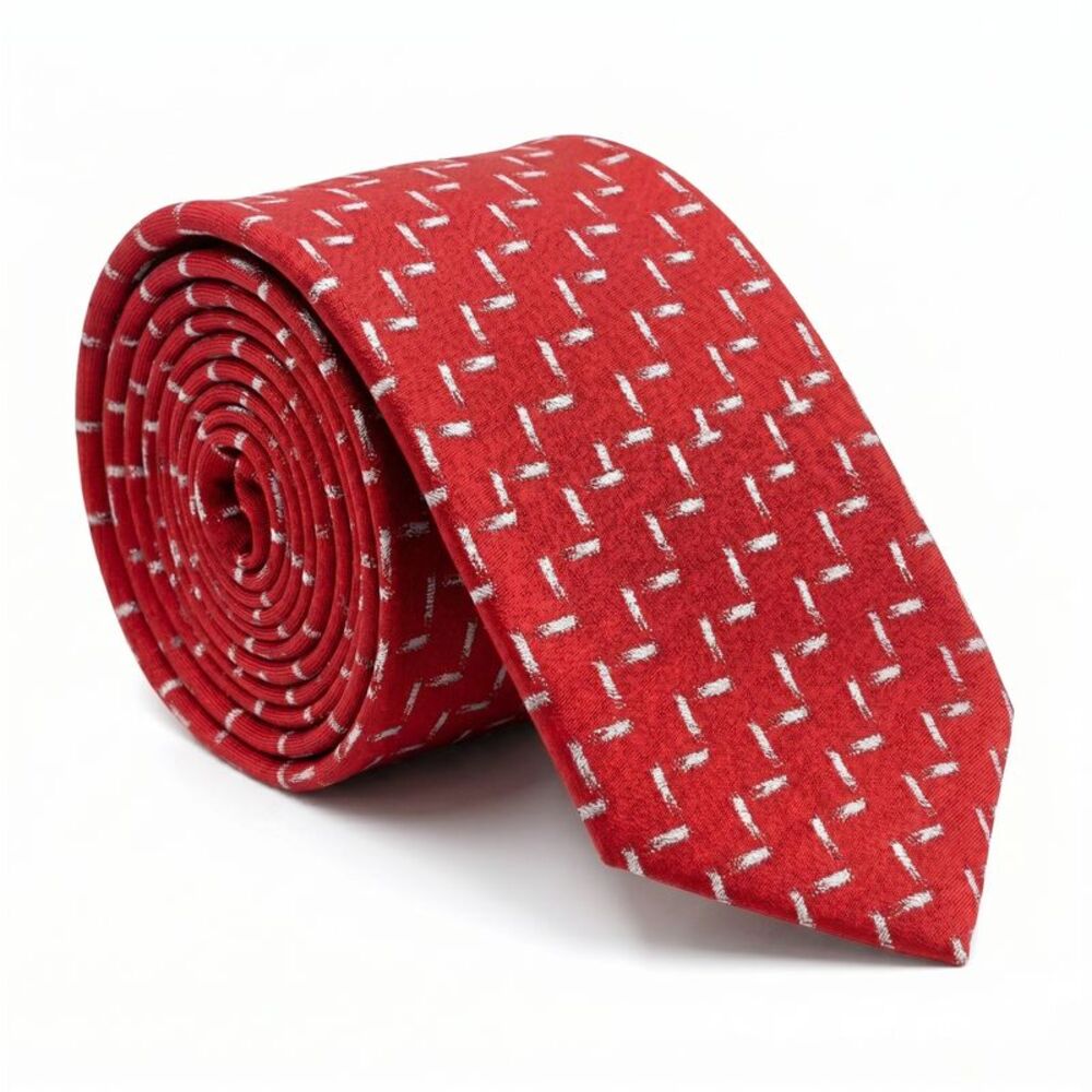 Emporio Armani Red Silk Geometric Tie